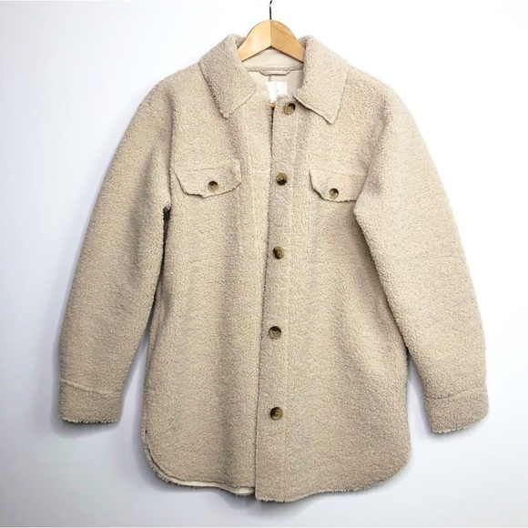 JOIE Sherpa Teddi fleece tan oversized Shacket - Picture 8 of 13
